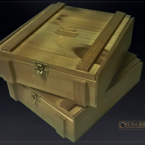 Caixa de Vinhos e Bebidas - com tampa baú